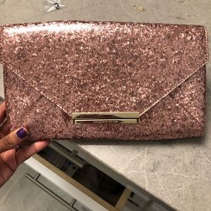 Kate spade pink patent glitter clutch